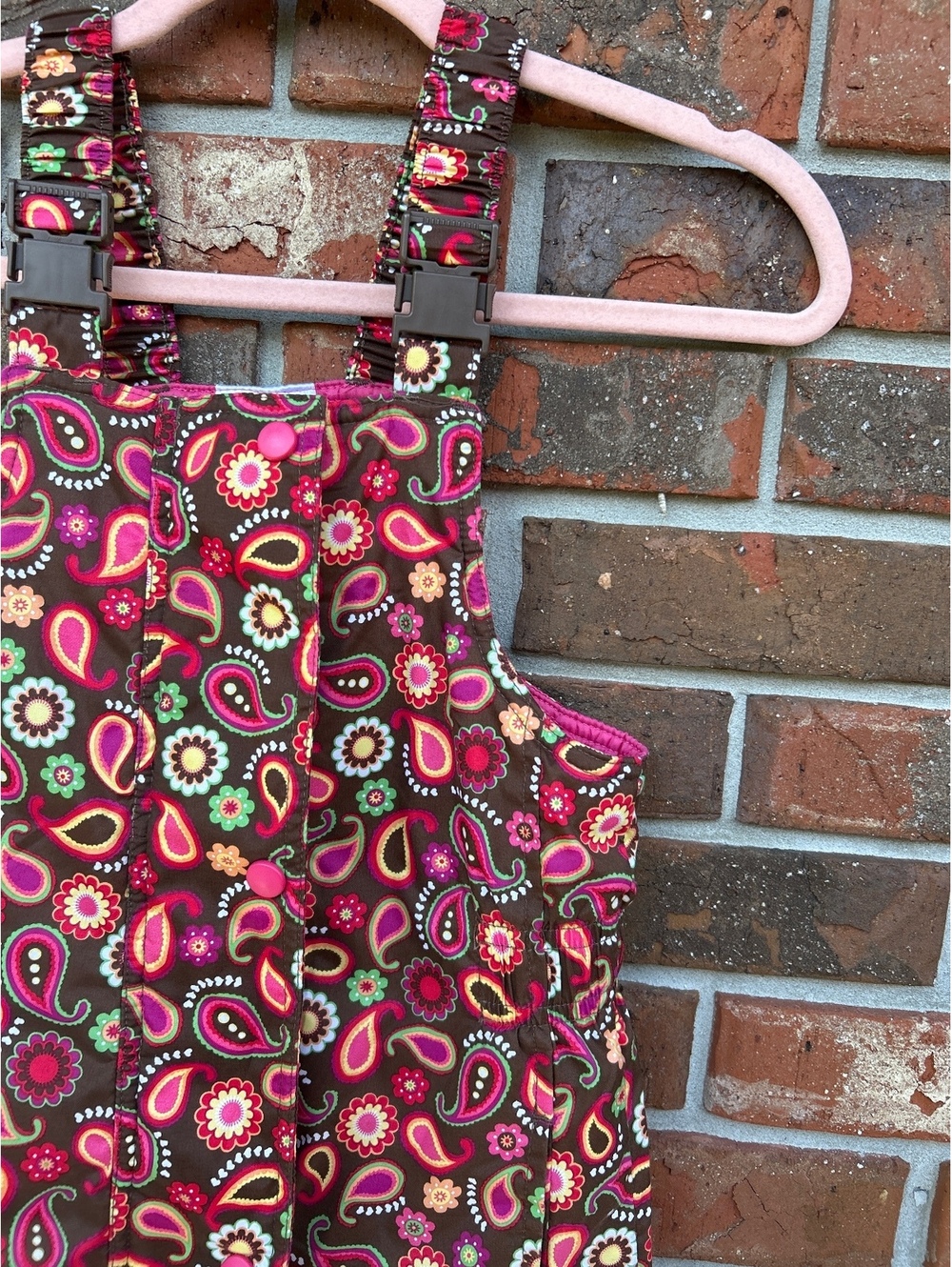Hanna Andersson Kids Paisley Print Quilted Snow Bib Overalls Size 120